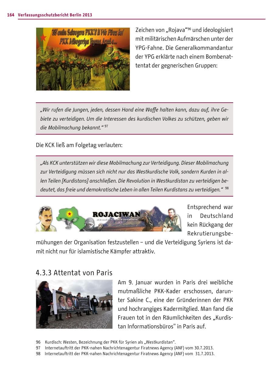 Seite 164 des Verfassungsschutzbericht 2013 Berlin