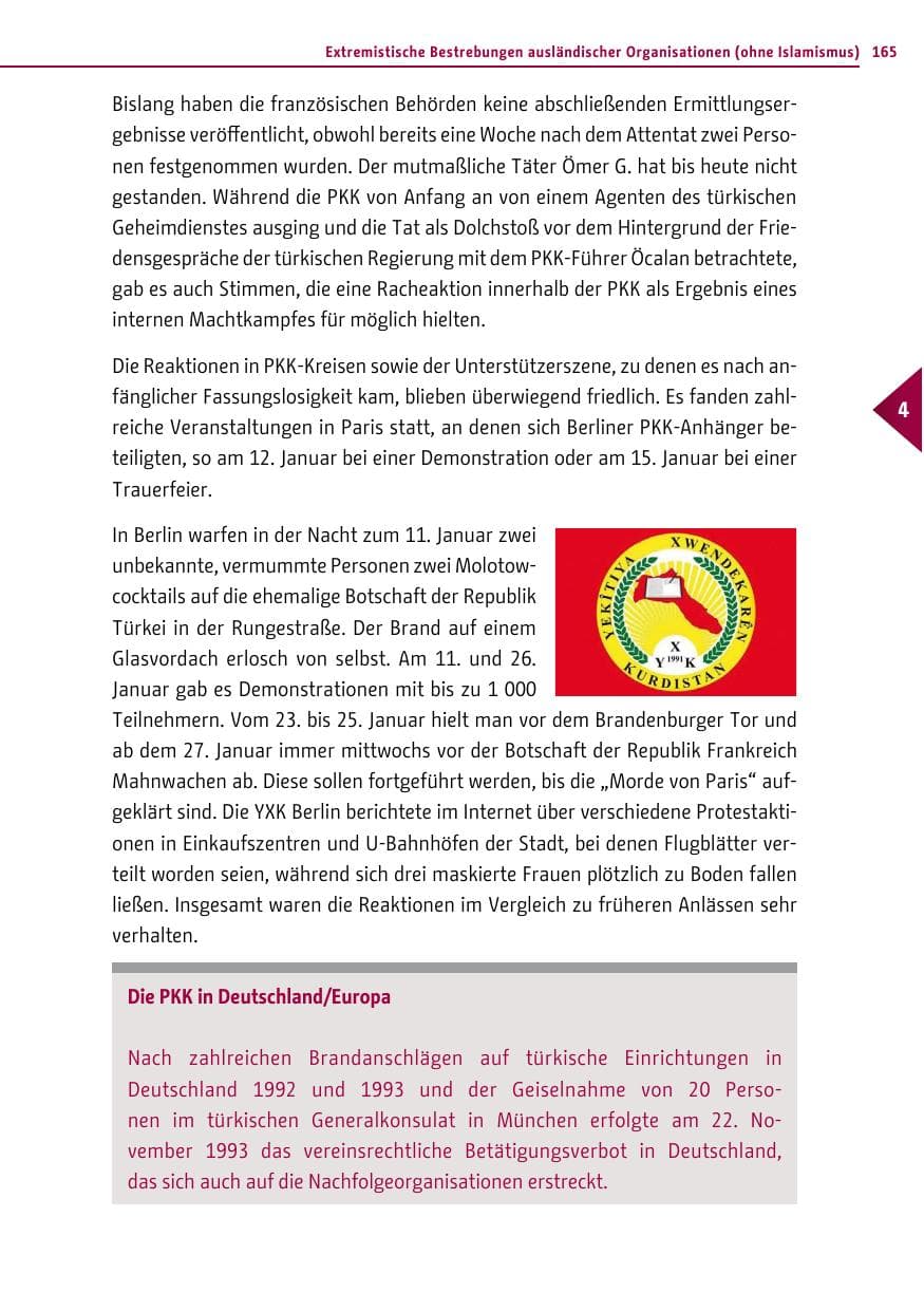 Seite 165 des Verfassungsschutzbericht 2013 Berlin