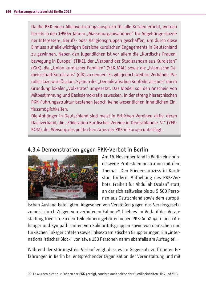 Seite 166 des Verfassungsschutzbericht 2013 Berlin
