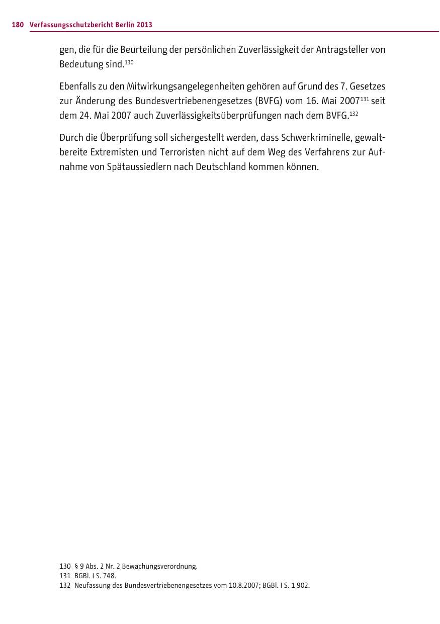 Seite 180 des Verfassungsschutzbericht 2013 Berlin