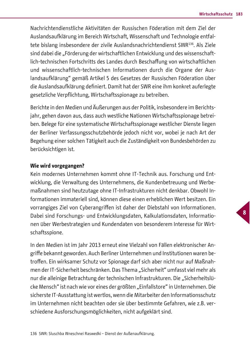 Seite 183 des Verfassungsschutzbericht 2013 Berlin