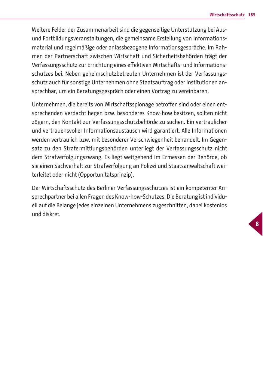 Seite 185 des Verfassungsschutzbericht 2013 Berlin
