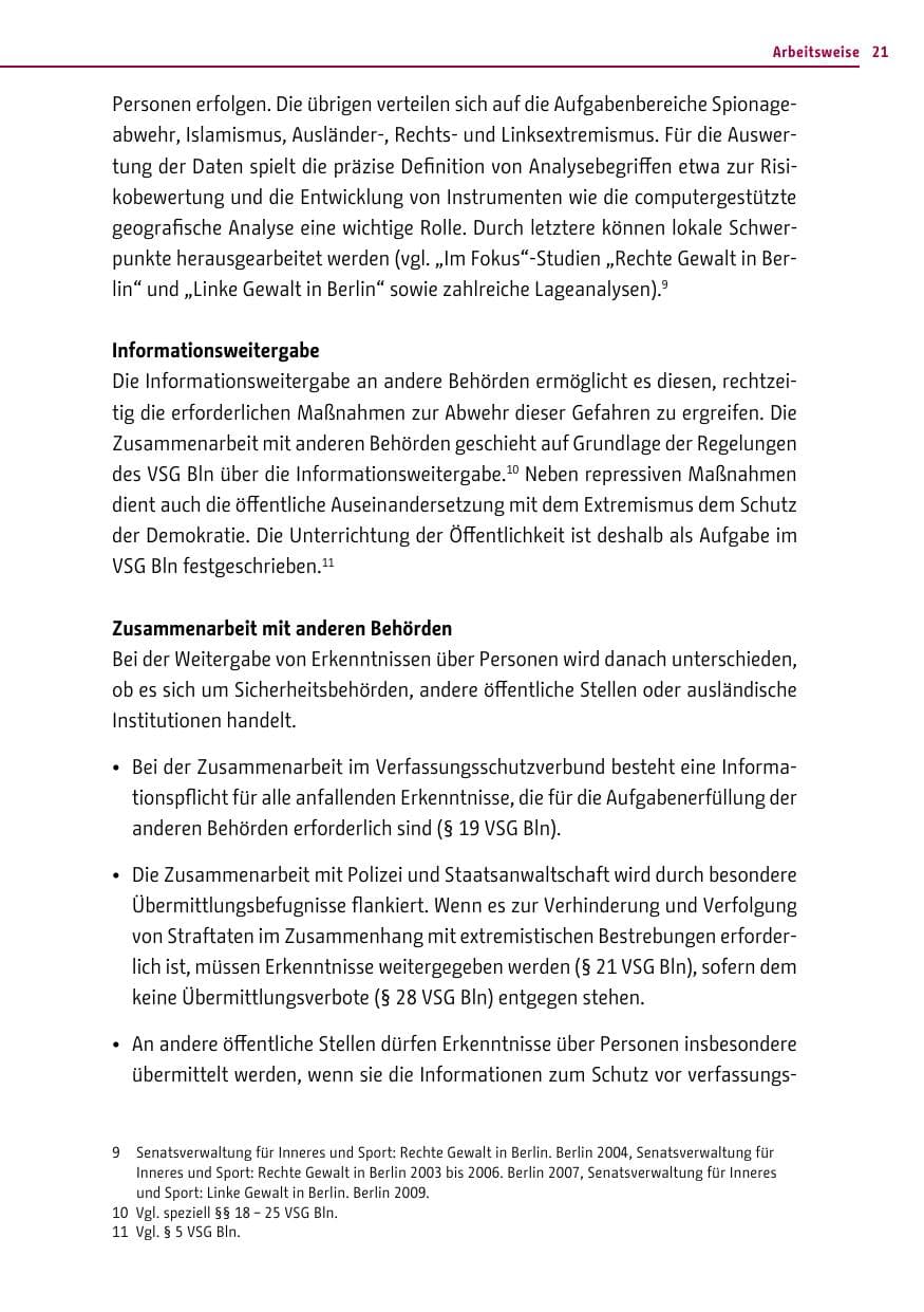 Seite 21 des Verfassungsschutzbericht 2013 Berlin