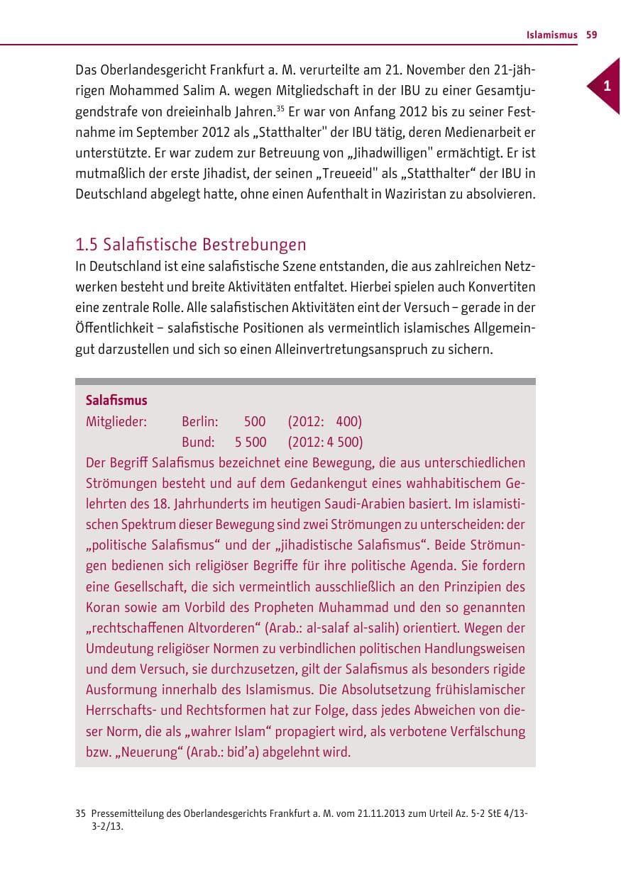 Seite 59 des Verfassungsschutzbericht 2013 Berlin