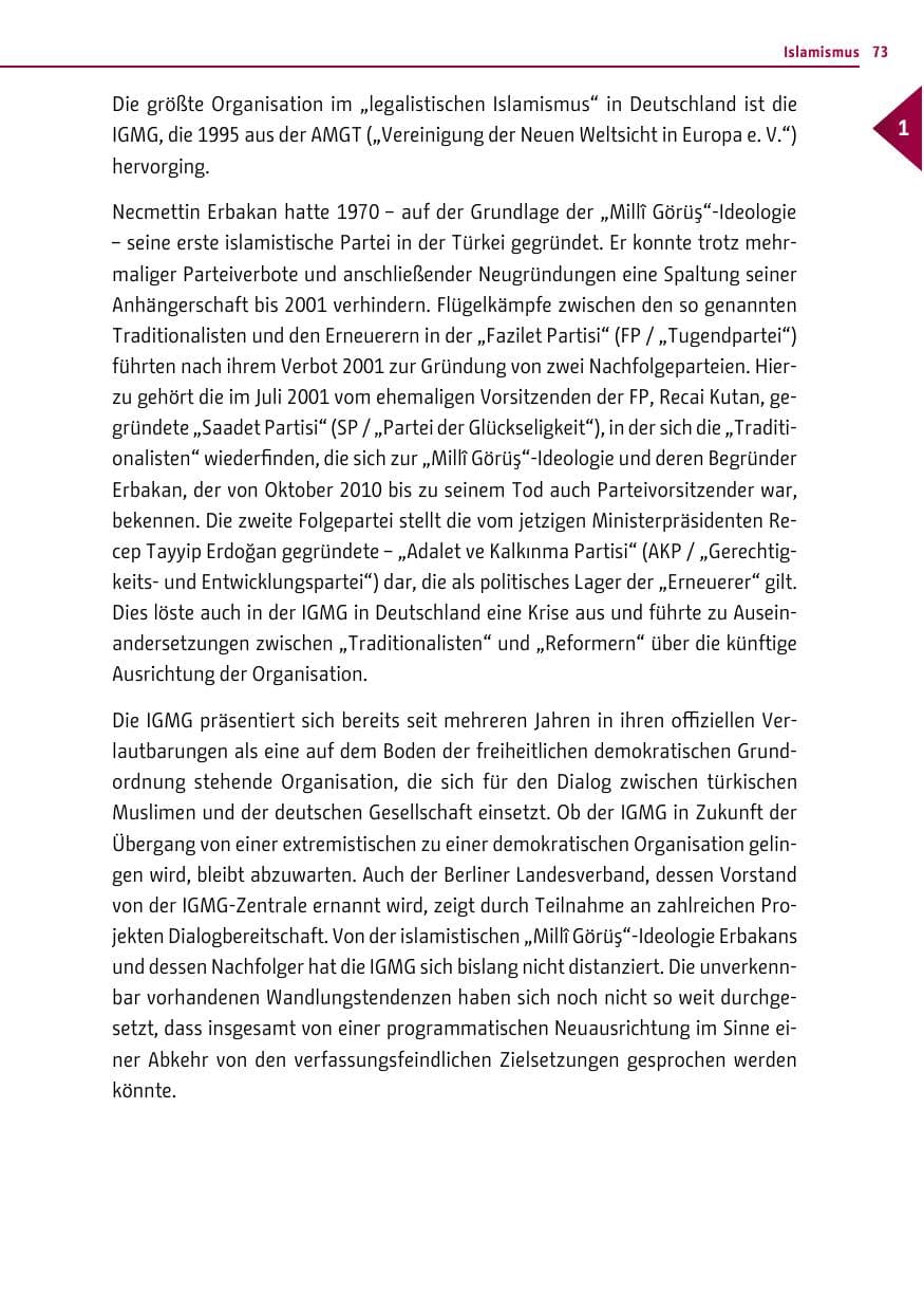 Seite 73 des Verfassungsschutzbericht 2013 Berlin
