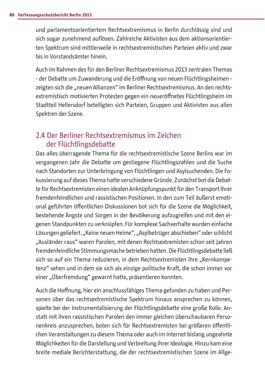 Seite 80 des Verfassungsschutzbericht 2013 Berlin