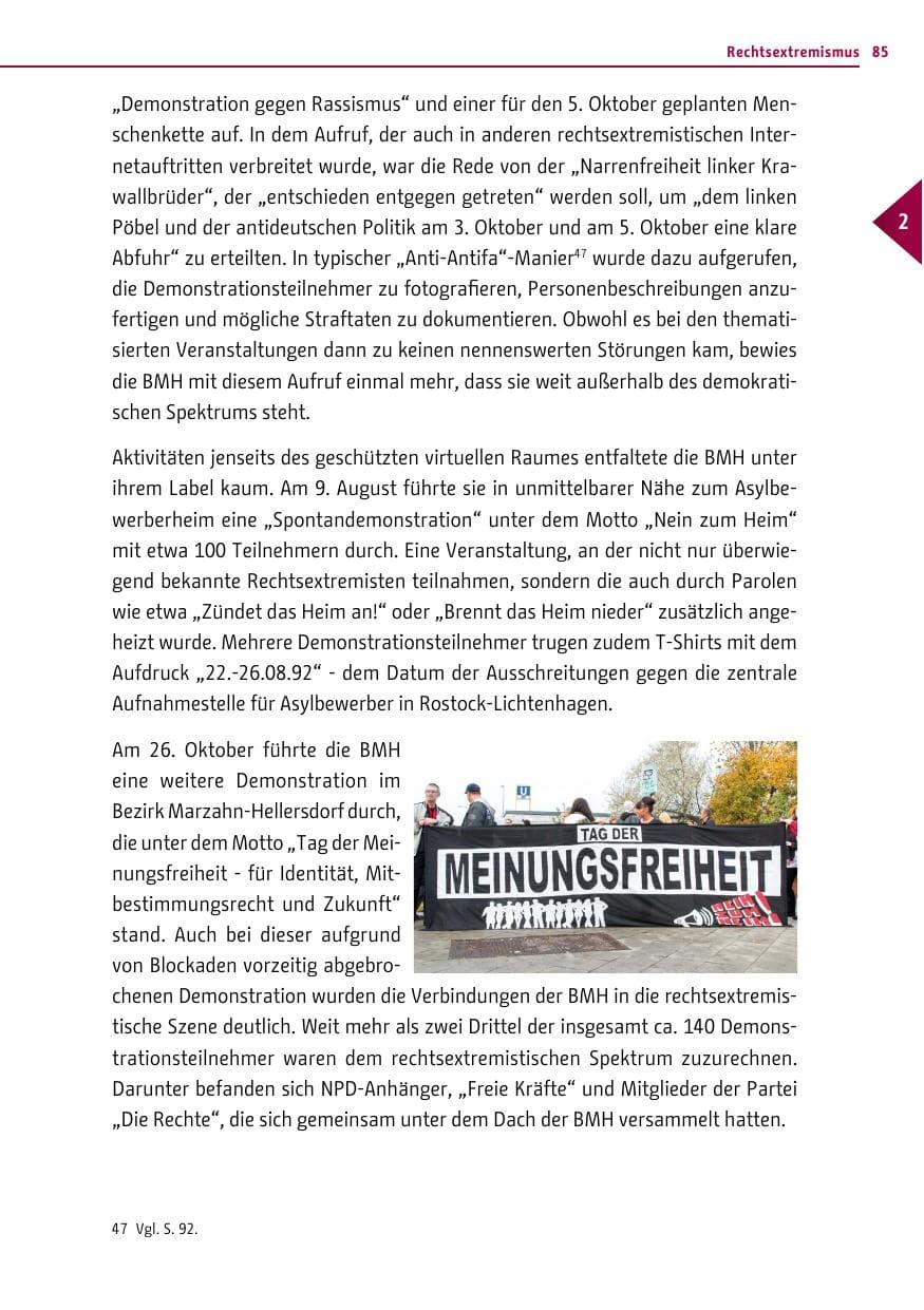 Seite 85 des Verfassungsschutzbericht 2013 Berlin