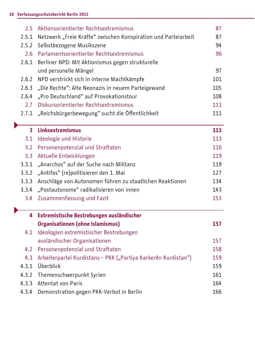 Seite 10 des Verfassungsschutzbericht 2013 Berlin