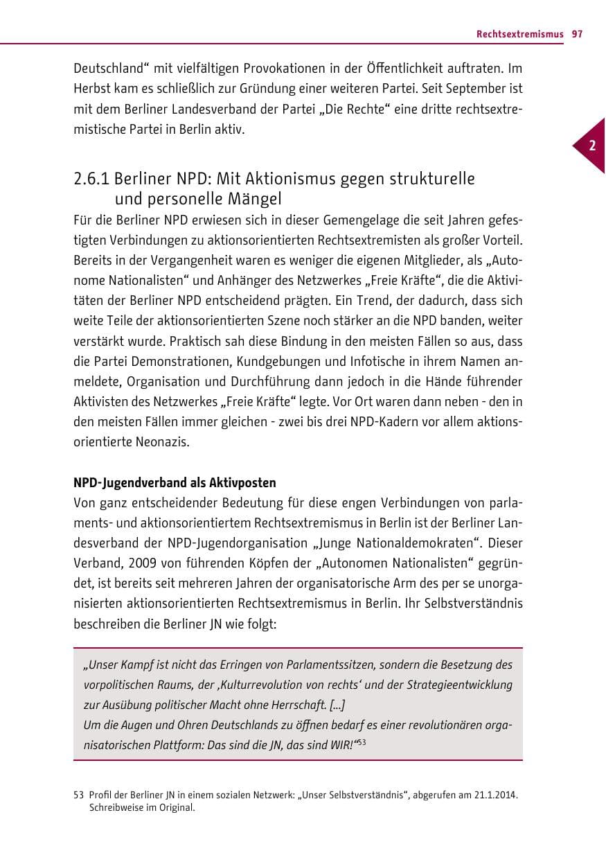 Seite 97 des Verfassungsschutzbericht 2013 Berlin