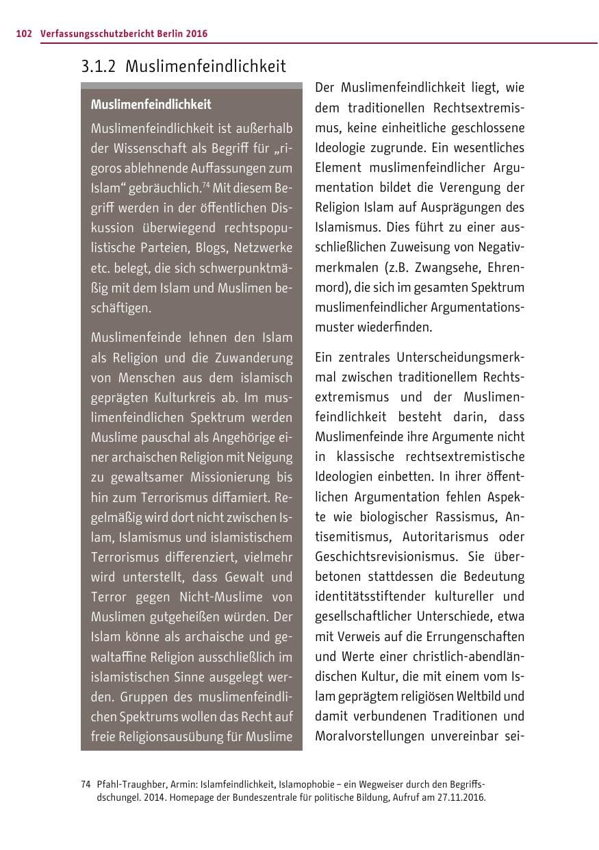 Seite 101 des Verfassungsschutzbericht 2016 Berlin