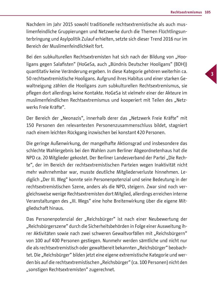 Seite 104 des Verfassungsschutzbericht 2016 Berlin