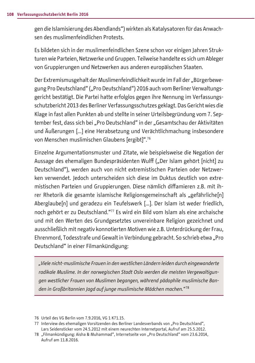 Seite 107 des Verfassungsschutzbericht 2016 Berlin