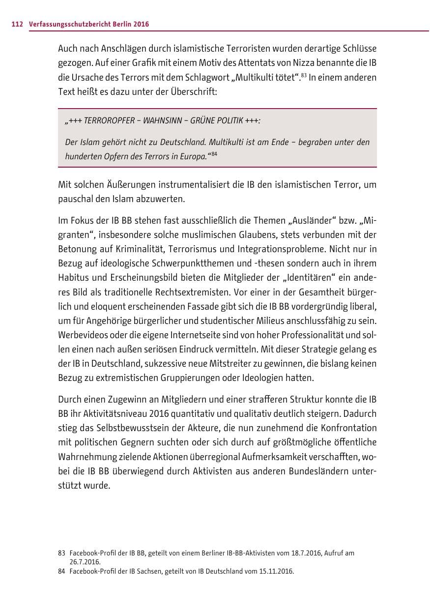 Seite 111 des Verfassungsschutzbericht 2016 Berlin