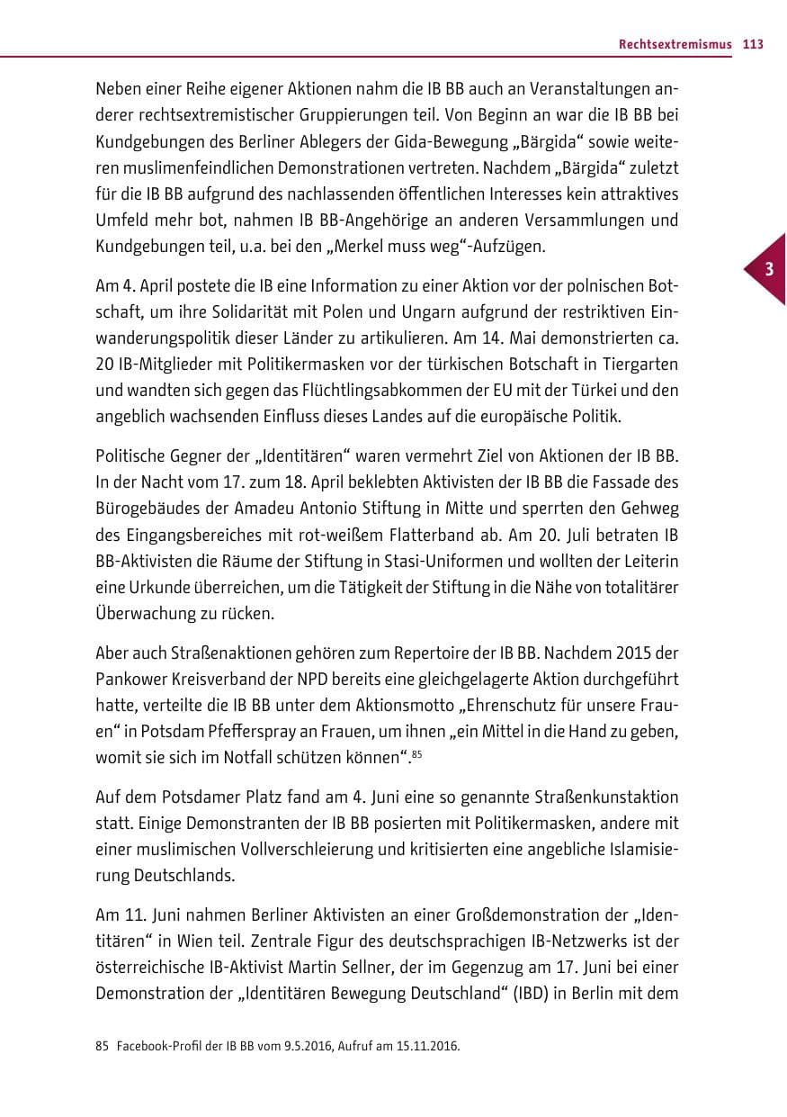Seite 112 des Verfassungsschutzbericht 2016 Berlin