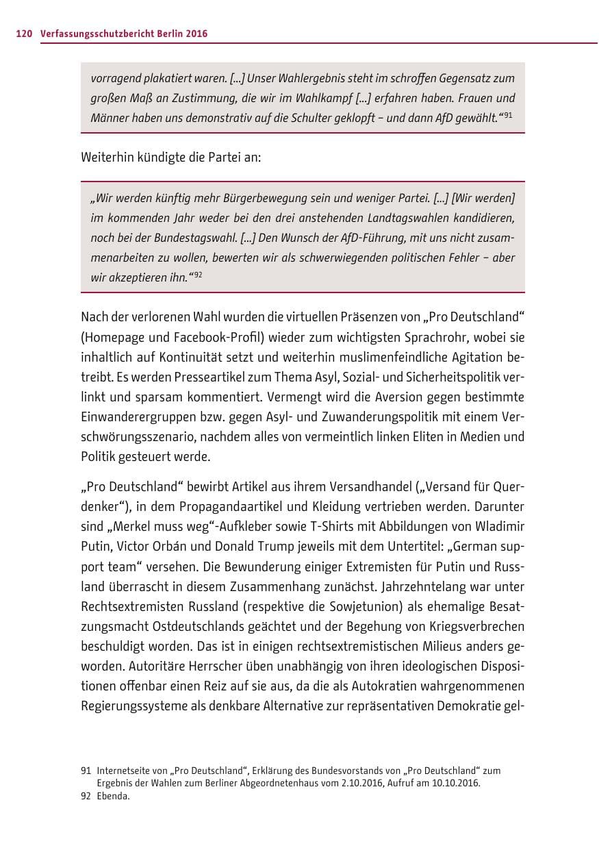 Seite 119 des Verfassungsschutzbericht 2016 Berlin