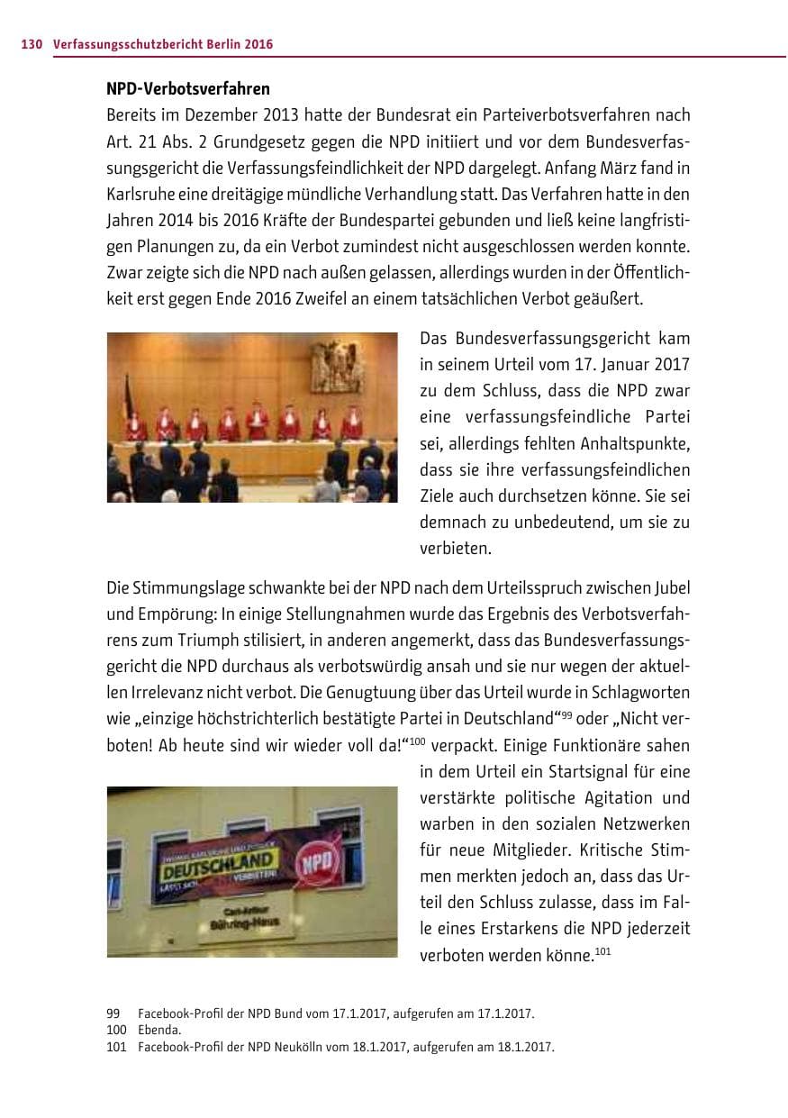 Seite 129 des Verfassungsschutzbericht 2016 Berlin