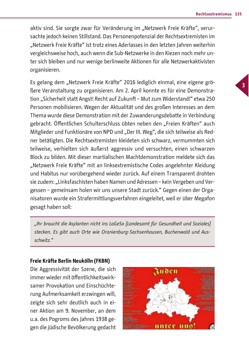 Seite 134 des Verfassungsschutzbericht 2016 Berlin