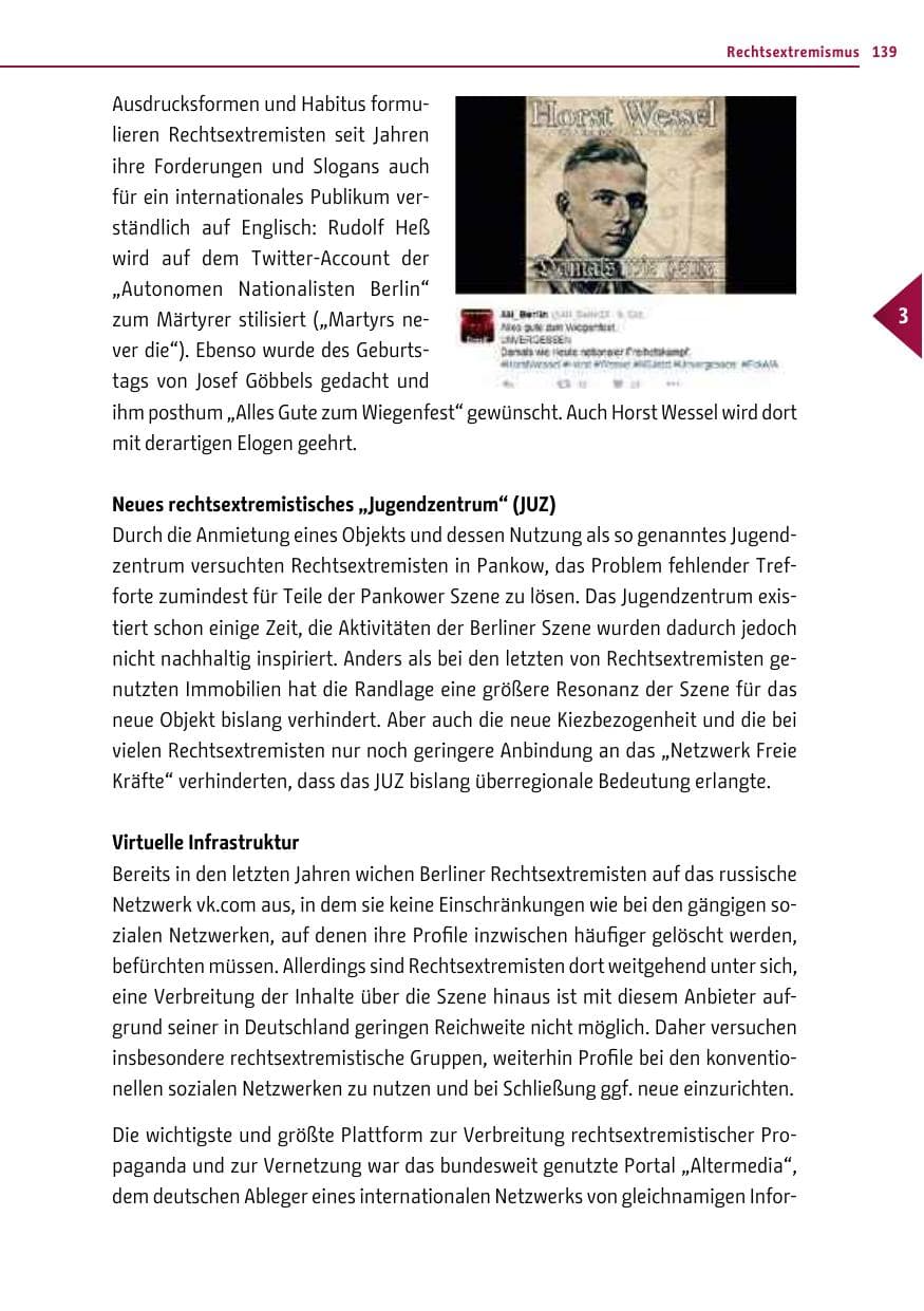 Seite 138 des Verfassungsschutzbericht 2016 Berlin