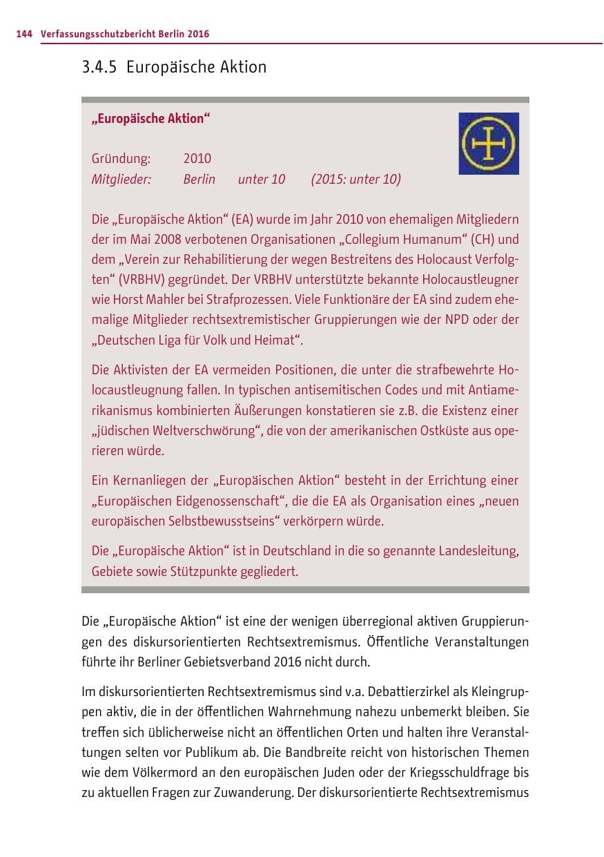 Seite 143 des Verfassungsschutzbericht 2016 Berlin
