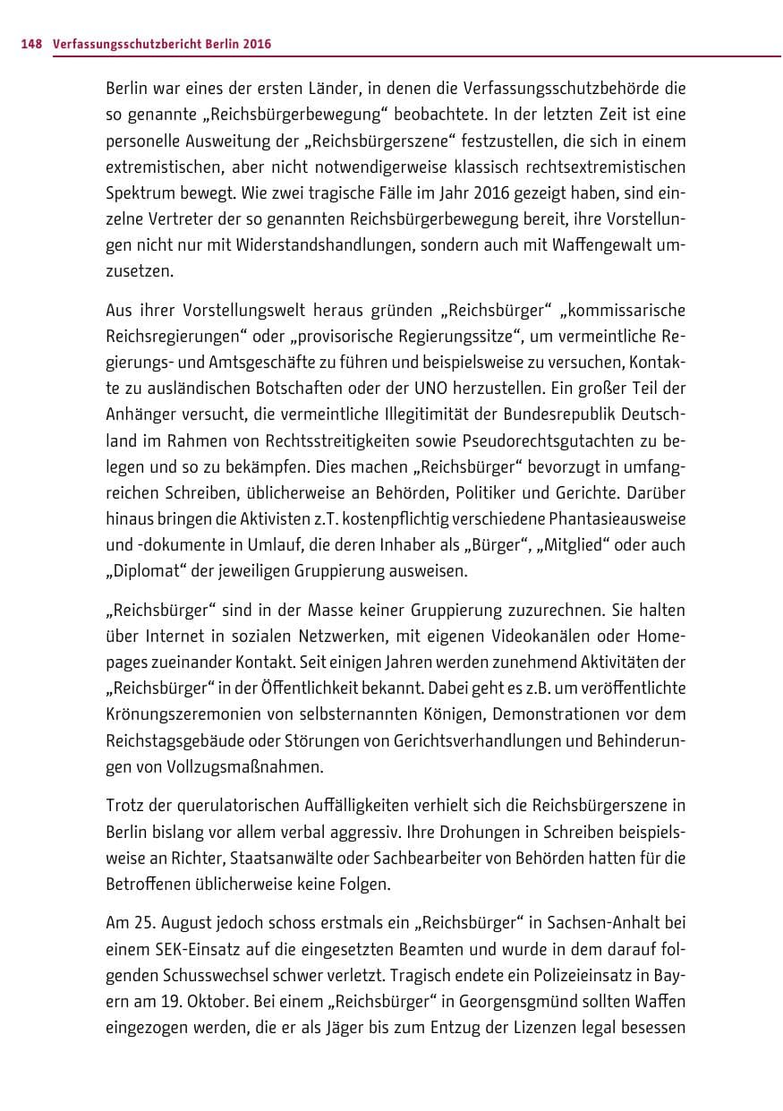 Seite 147 des Verfassungsschutzbericht 2016 Berlin