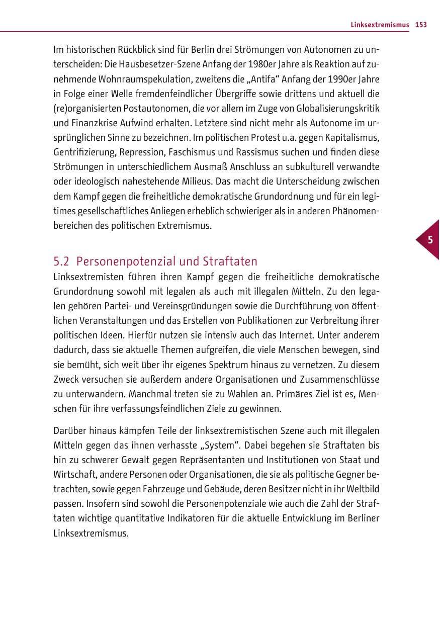 Seite 152 des Verfassungsschutzbericht 2016 Berlin