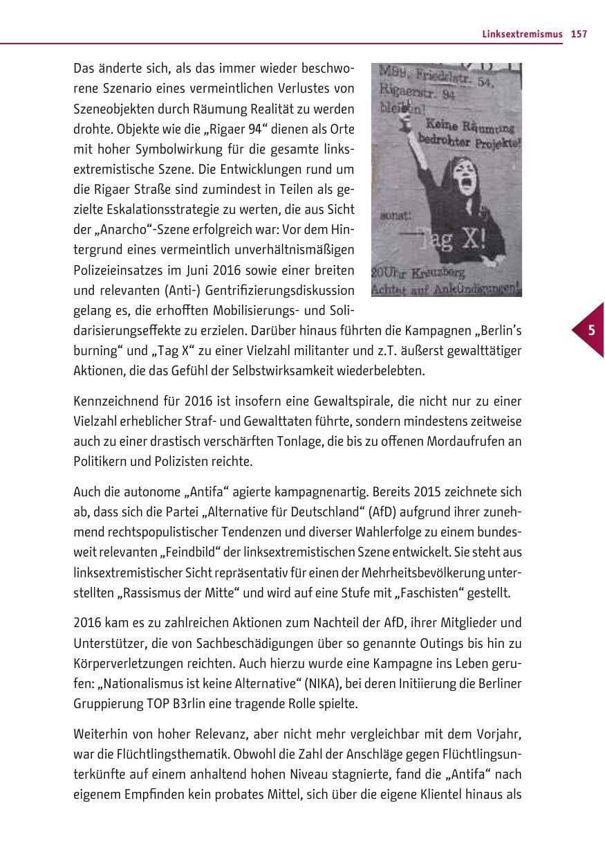 Seite 156 des Verfassungsschutzbericht 2016 Berlin