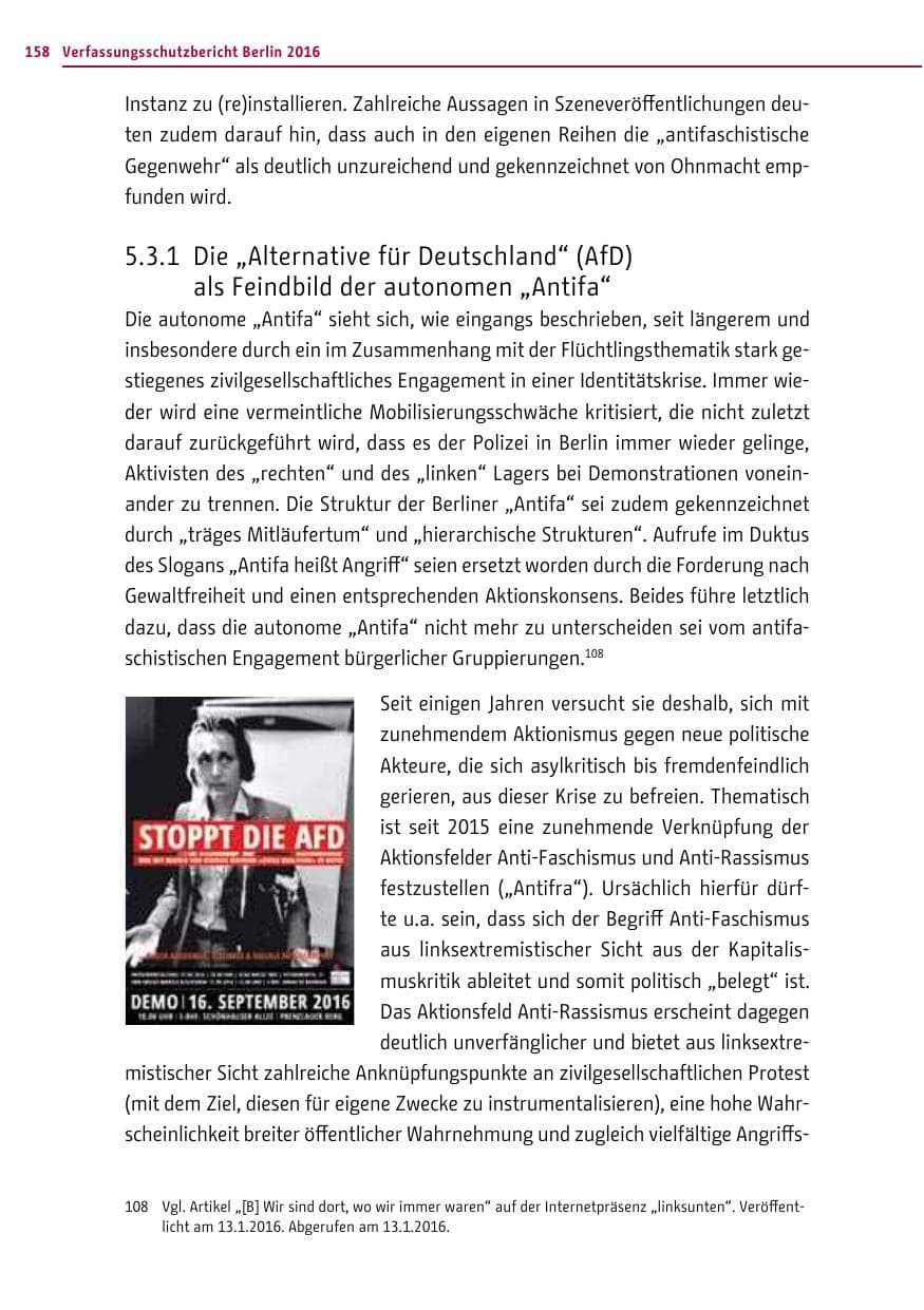 Seite 157 des Verfassungsschutzbericht 2016 Berlin