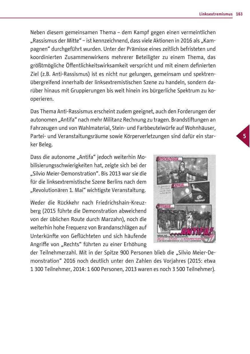 Seite 162 des Verfassungsschutzbericht 2016 Berlin