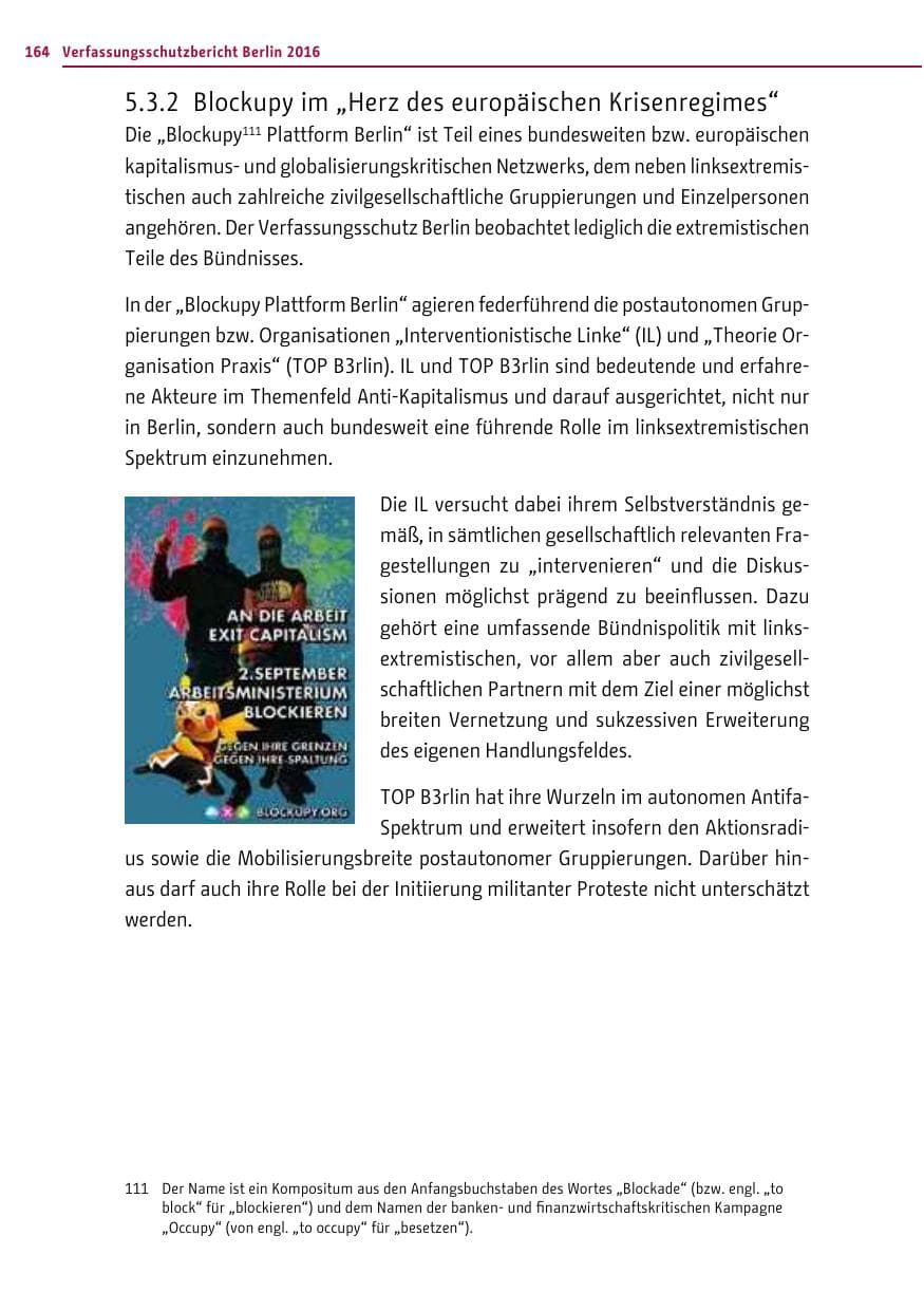 Seite 163 des Verfassungsschutzbericht 2016 Berlin