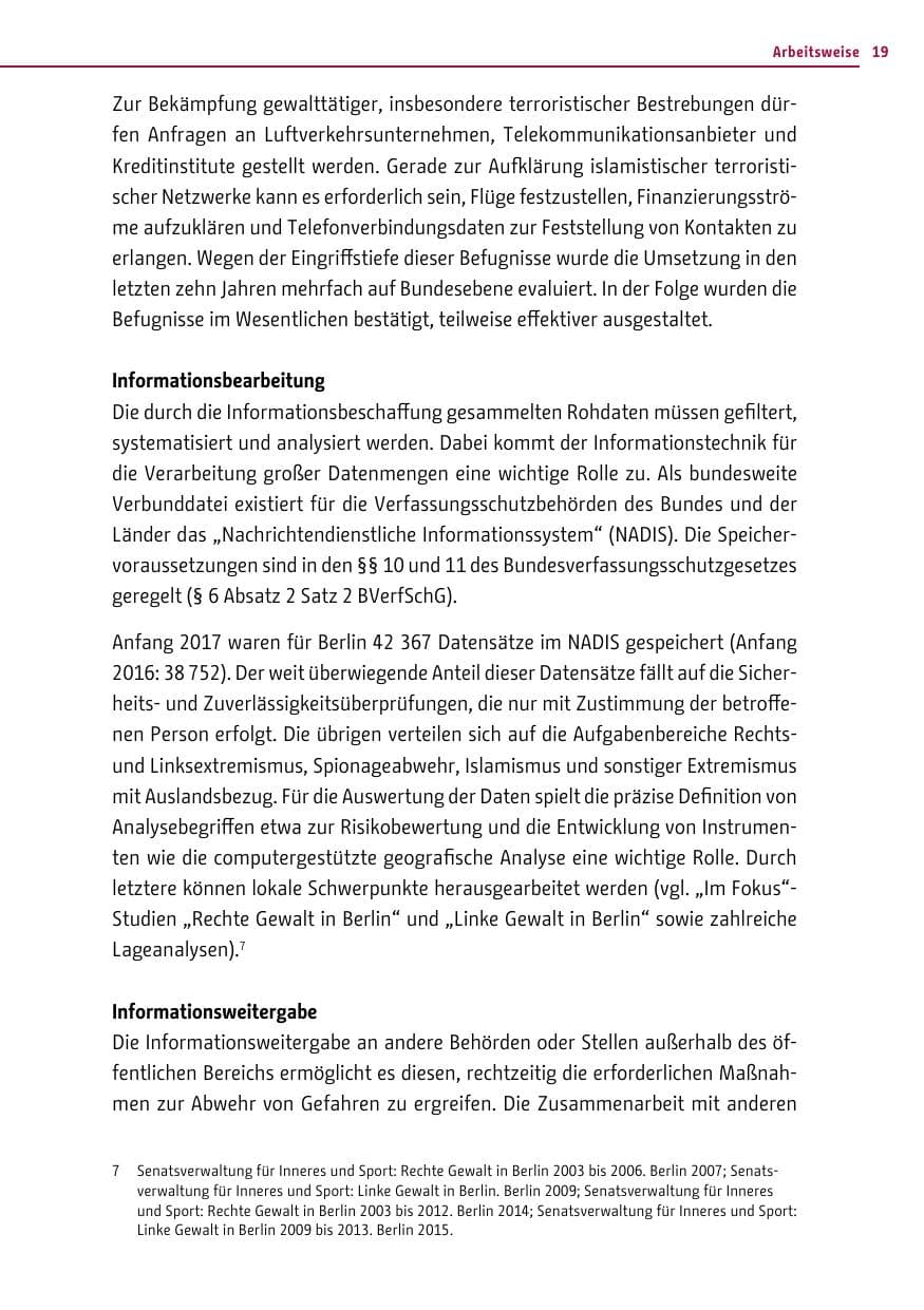 Seite 18 des Verfassungsschutzbericht 2016 Berlin