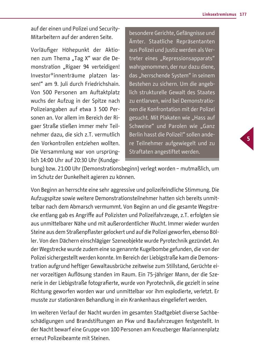 Seite 176 des Verfassungsschutzbericht 2016 Berlin