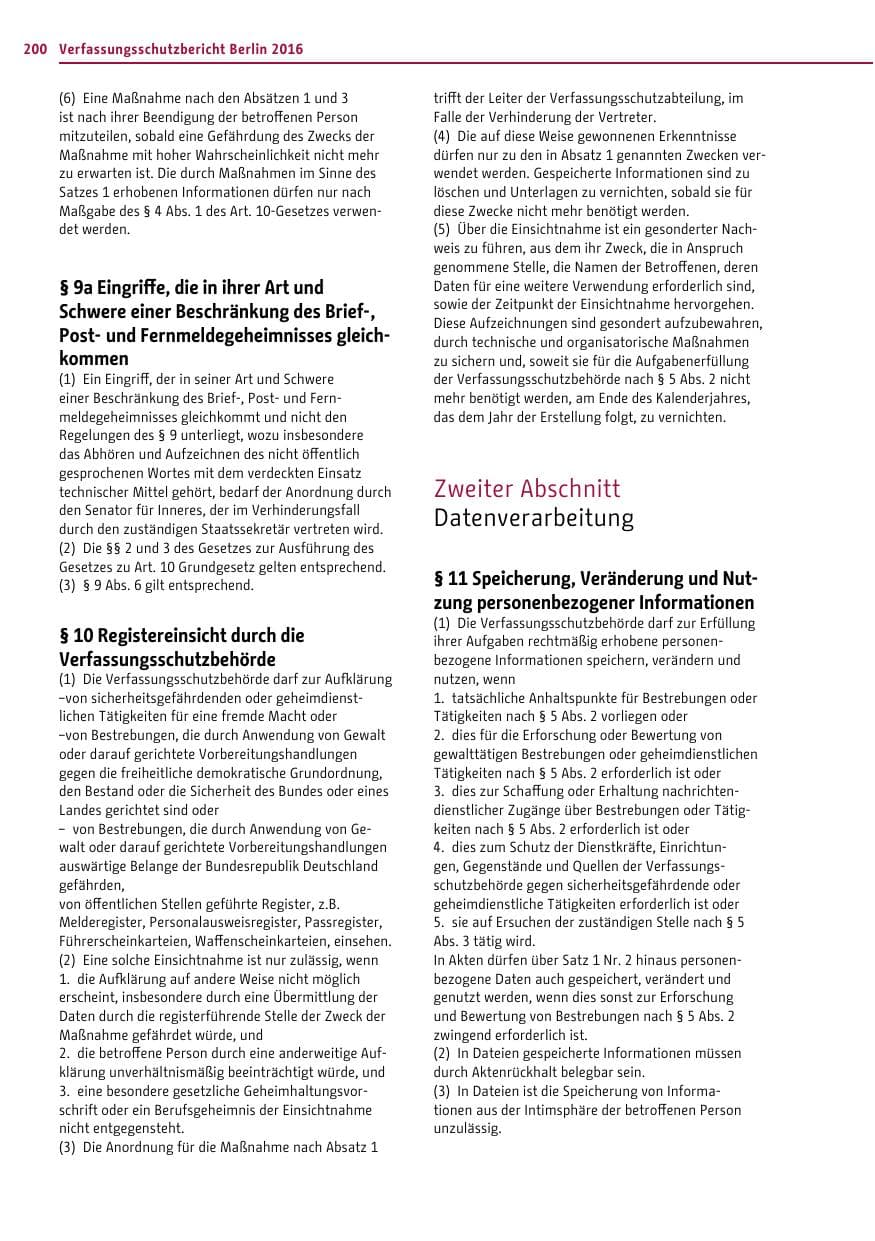 Seite 199 des Verfassungsschutzbericht 2016 Berlin