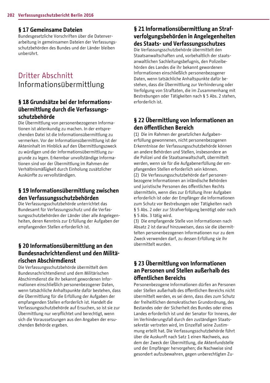 Seite 201 des Verfassungsschutzbericht 2016 Berlin