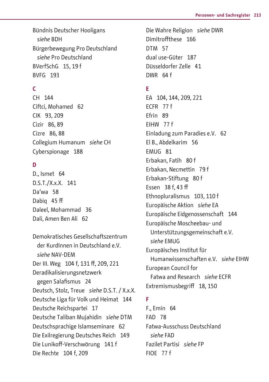 Seite 212 des Verfassungsschutzbericht 2016 Berlin