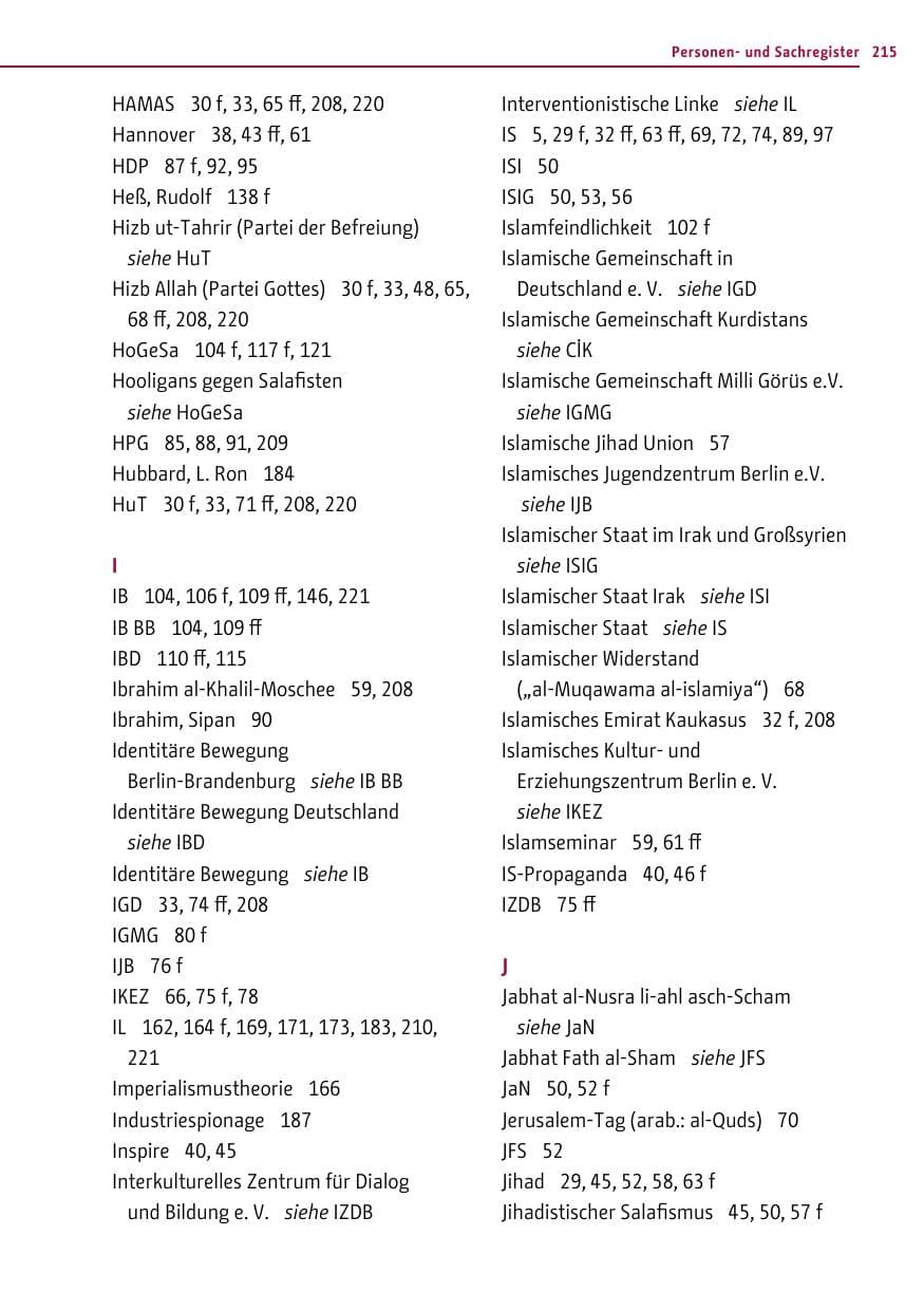 Seite 214 des Verfassungsschutzbericht 2016 Berlin