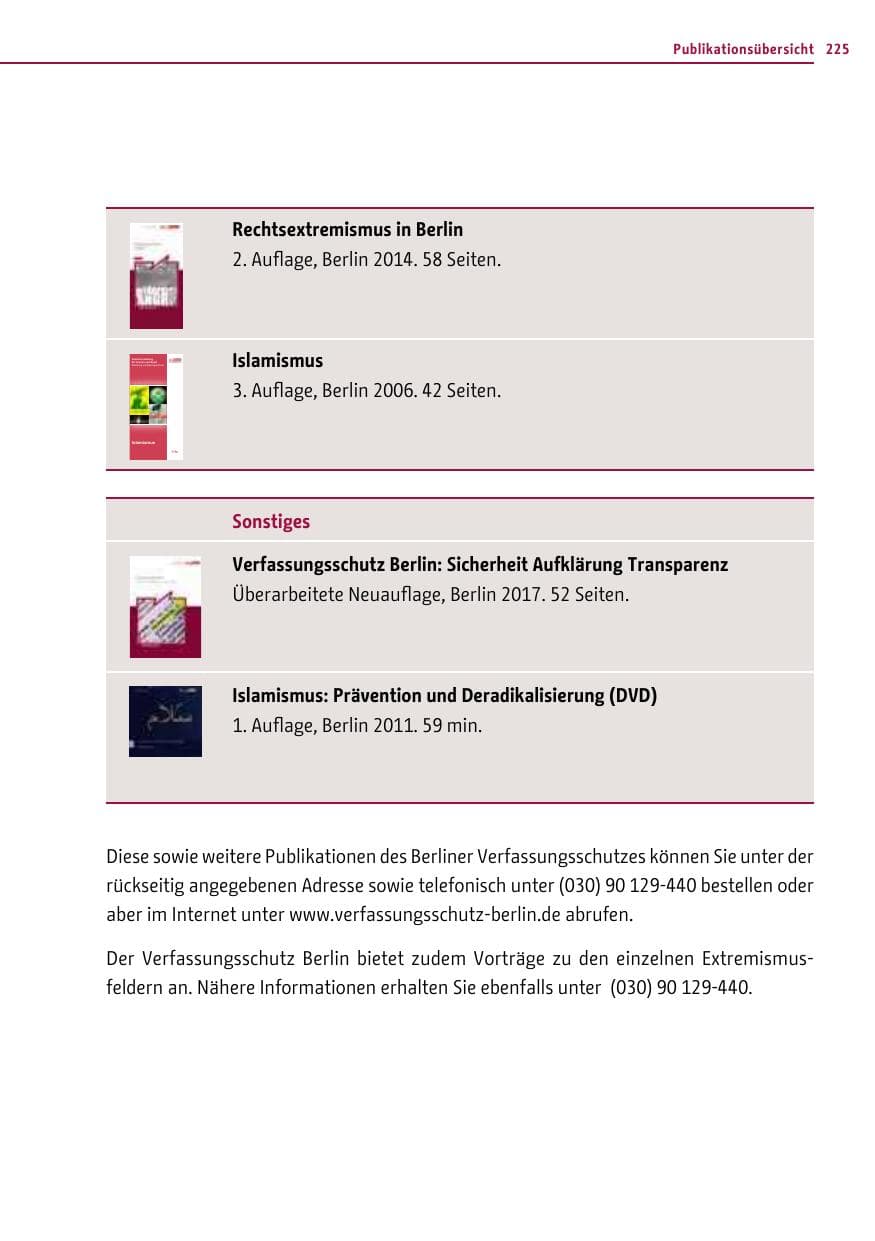 Seite 224 des Verfassungsschutzbericht 2016 Berlin