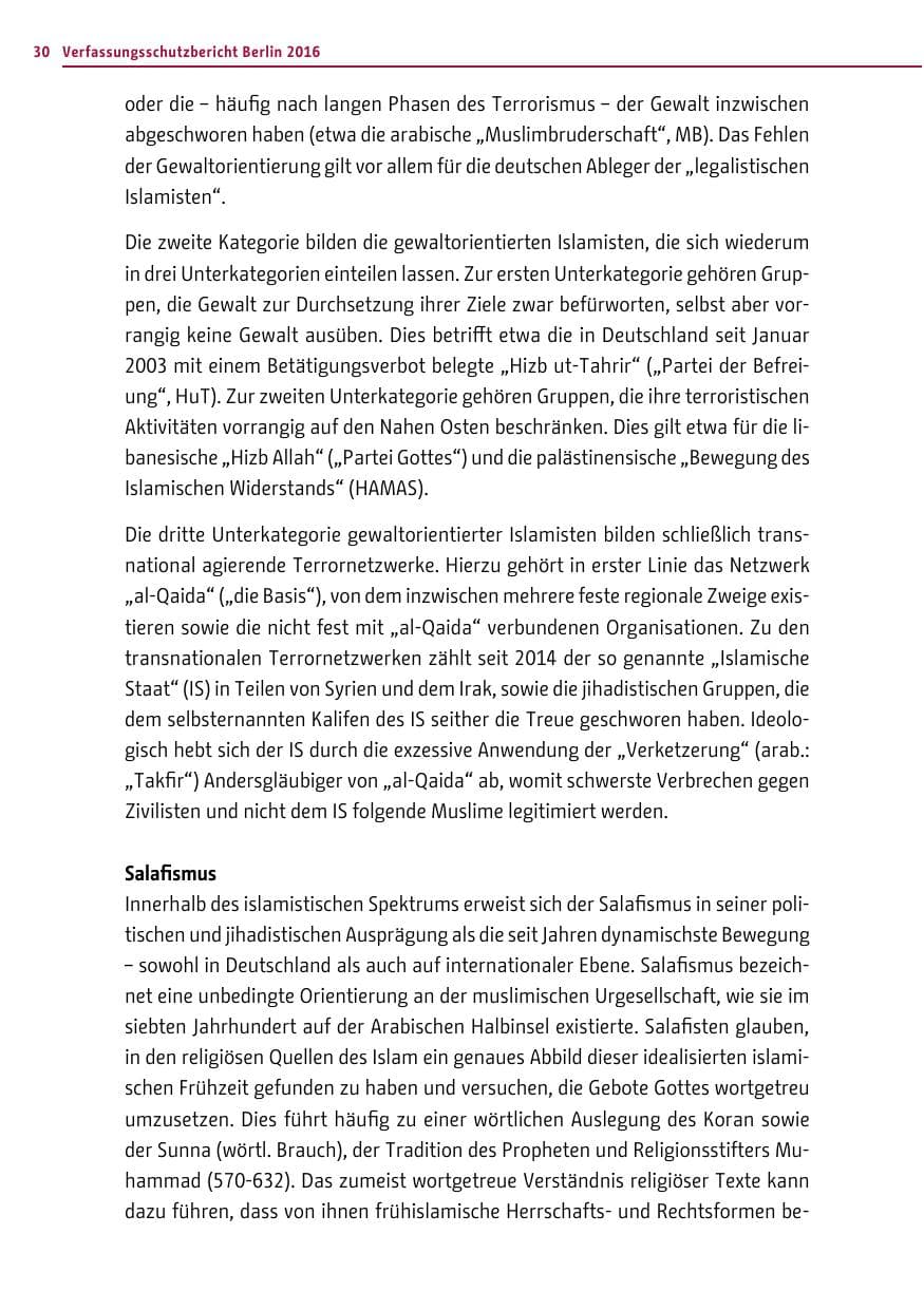 Seite 29 des Verfassungsschutzbericht 2016 Berlin