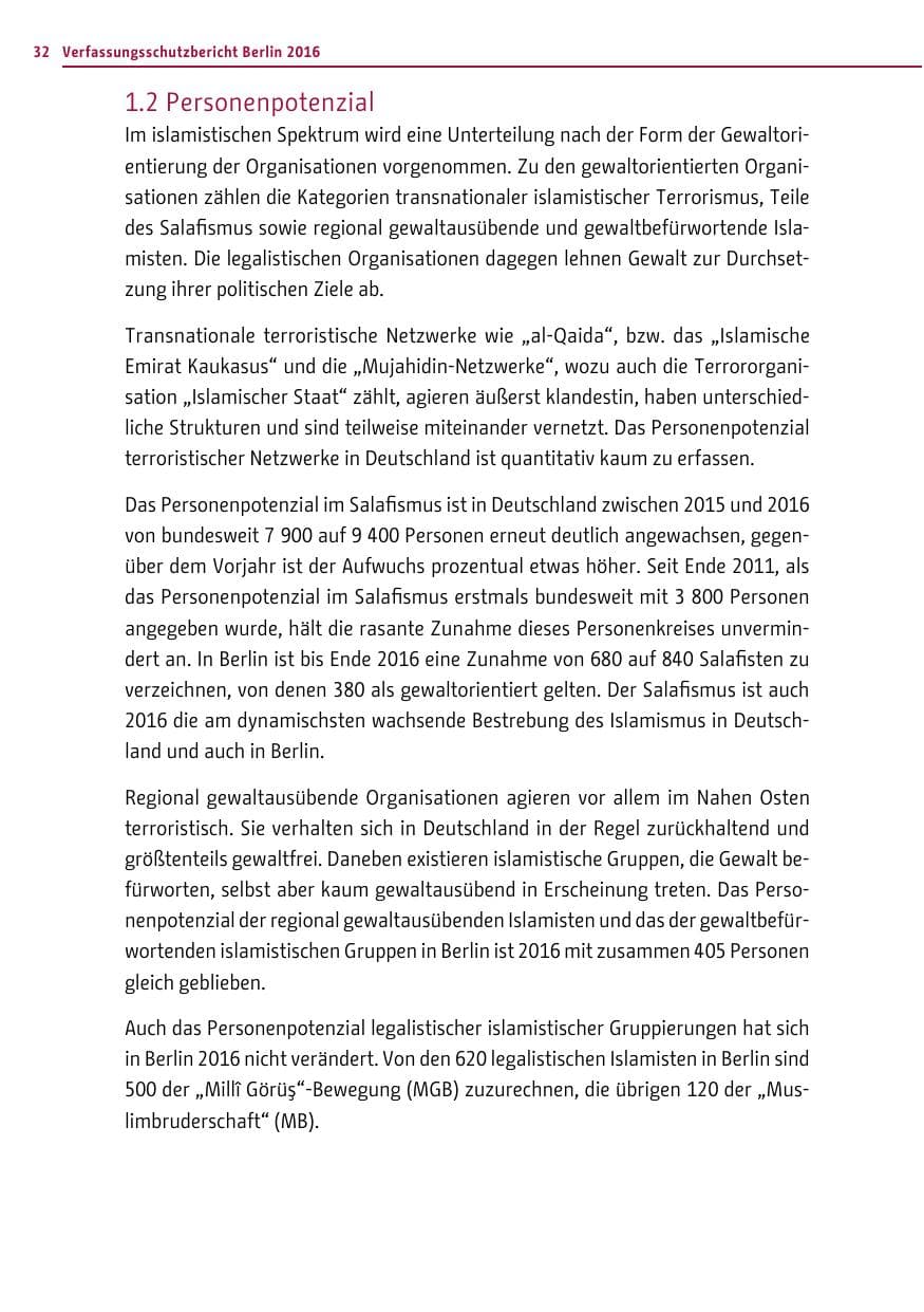 Seite 31 des Verfassungsschutzbericht 2016 Berlin