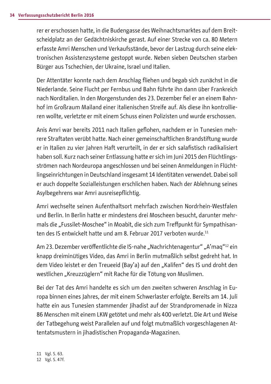 Seite 33 des Verfassungsschutzbericht 2016 Berlin