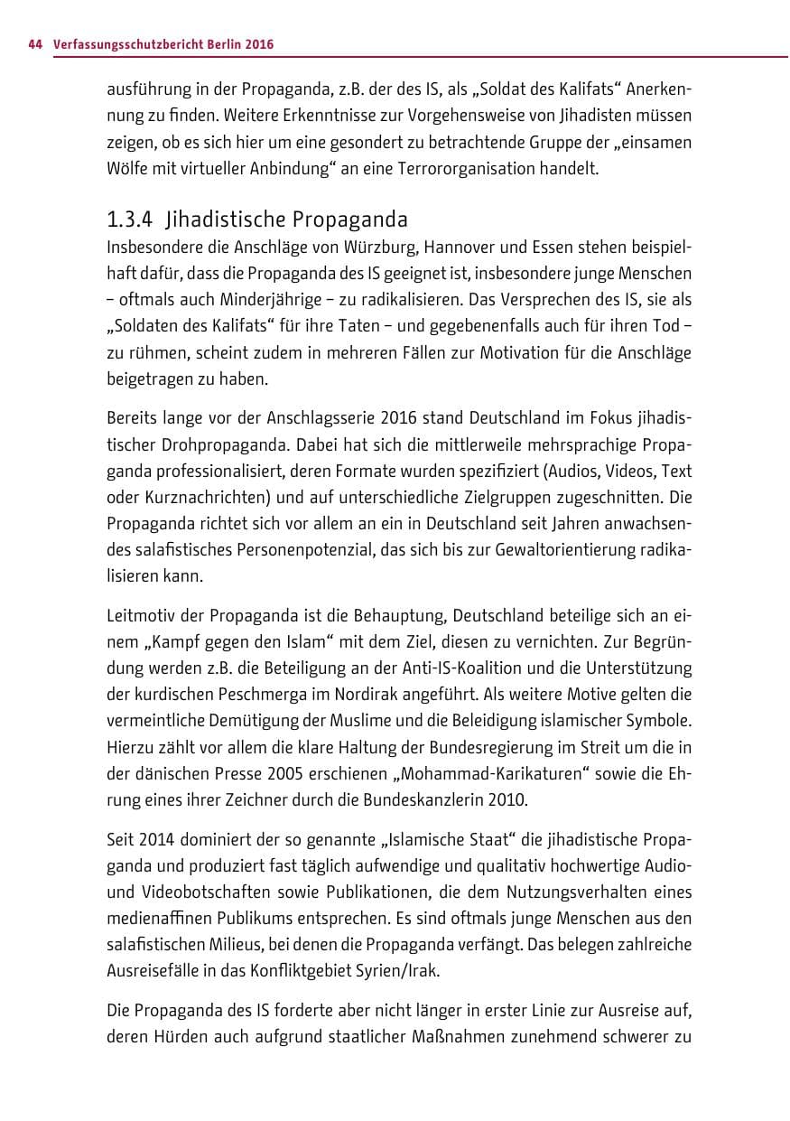 Seite 43 des Verfassungsschutzbericht 2016 Berlin