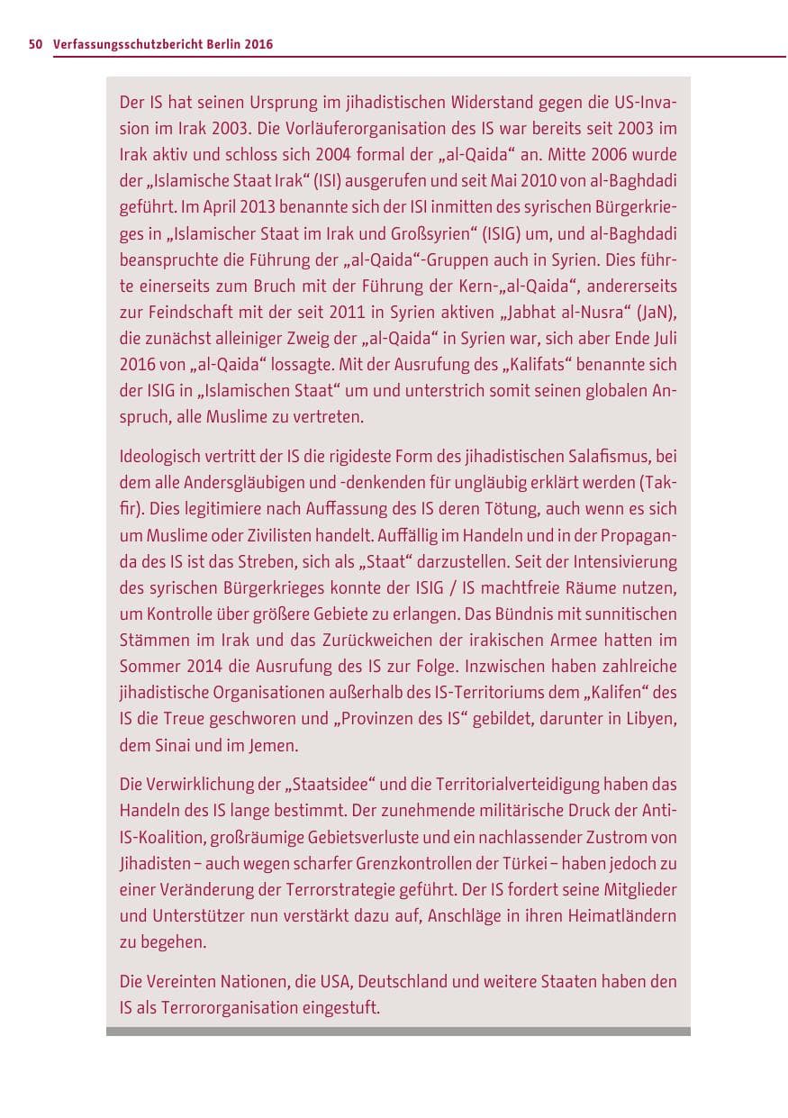 Seite 49 des Verfassungsschutzbericht 2016 Berlin
