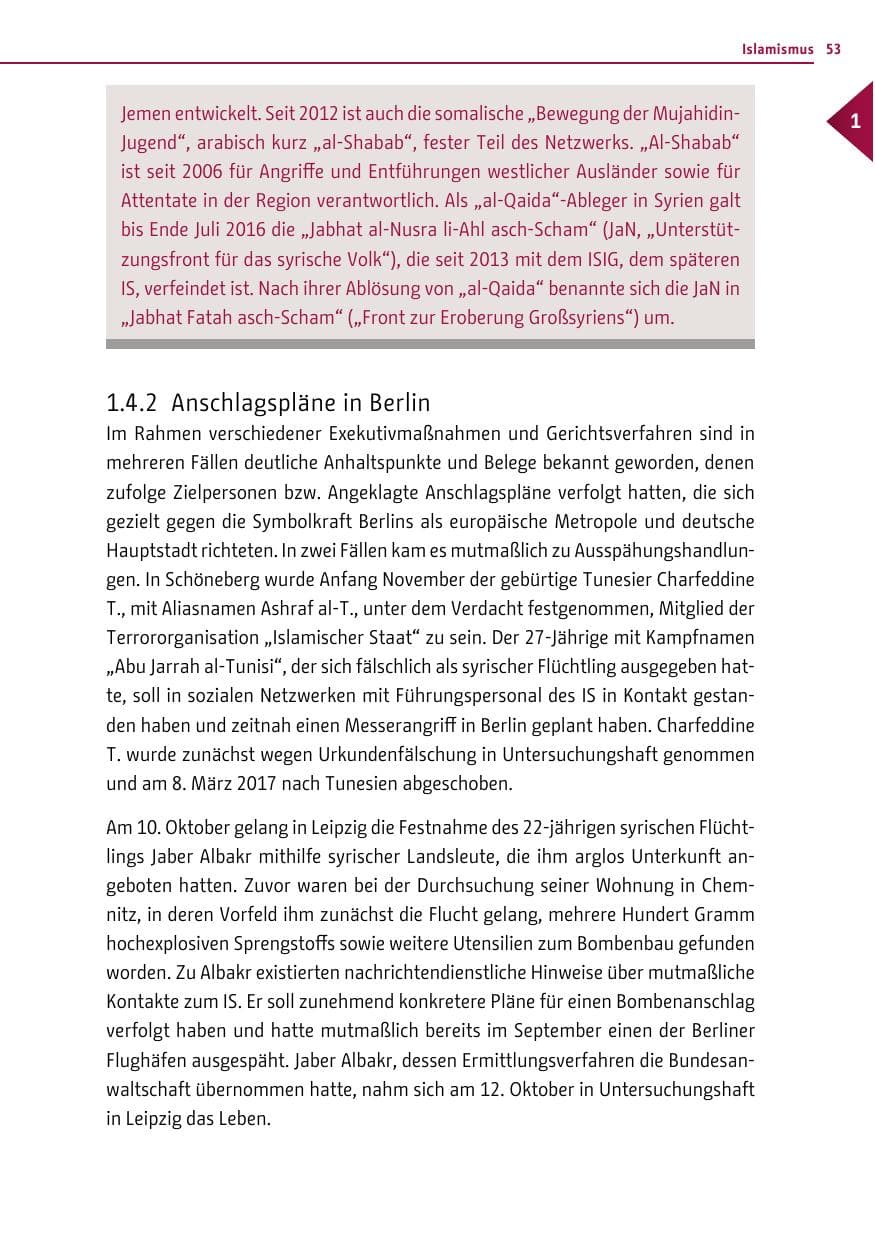 Seite 52 des Verfassungsschutzbericht 2016 Berlin