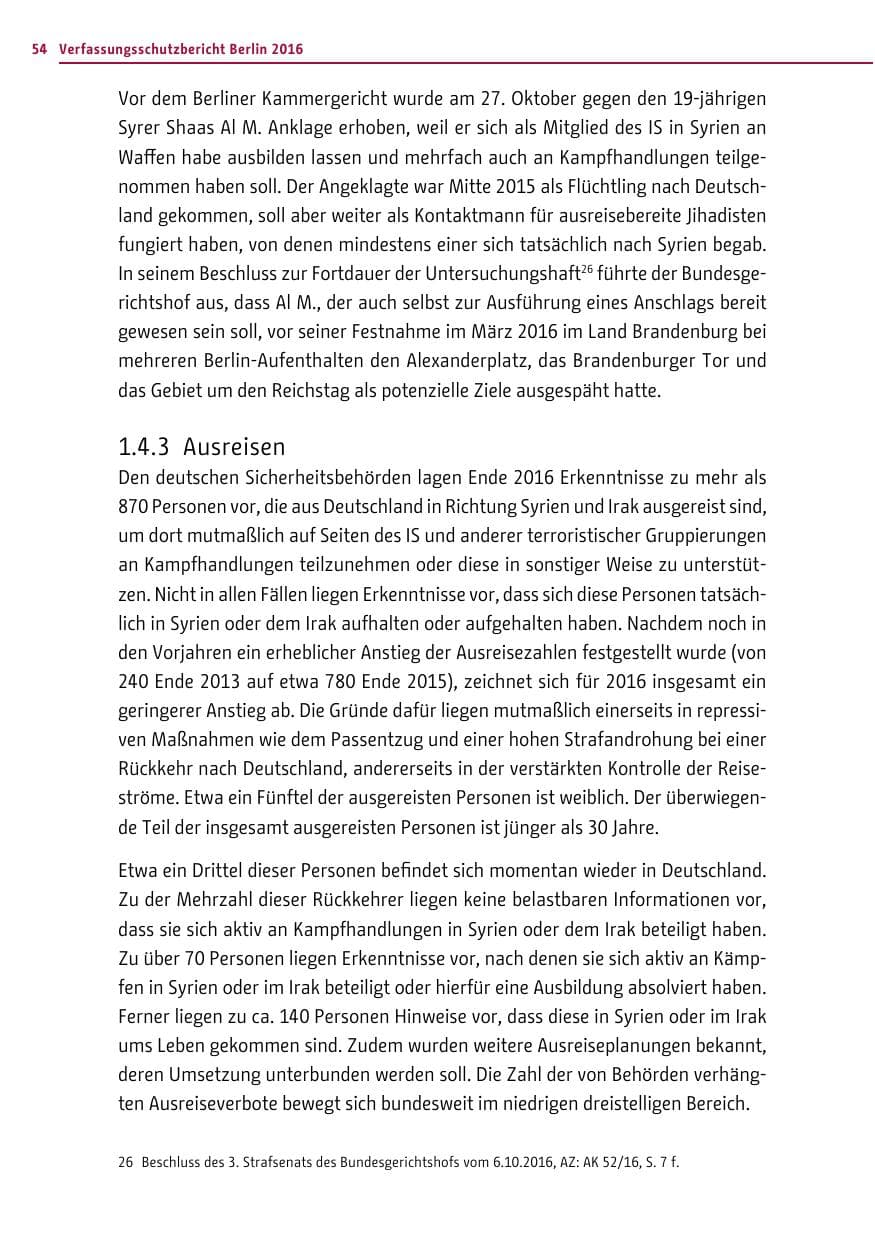 Seite 53 des Verfassungsschutzbericht 2016 Berlin