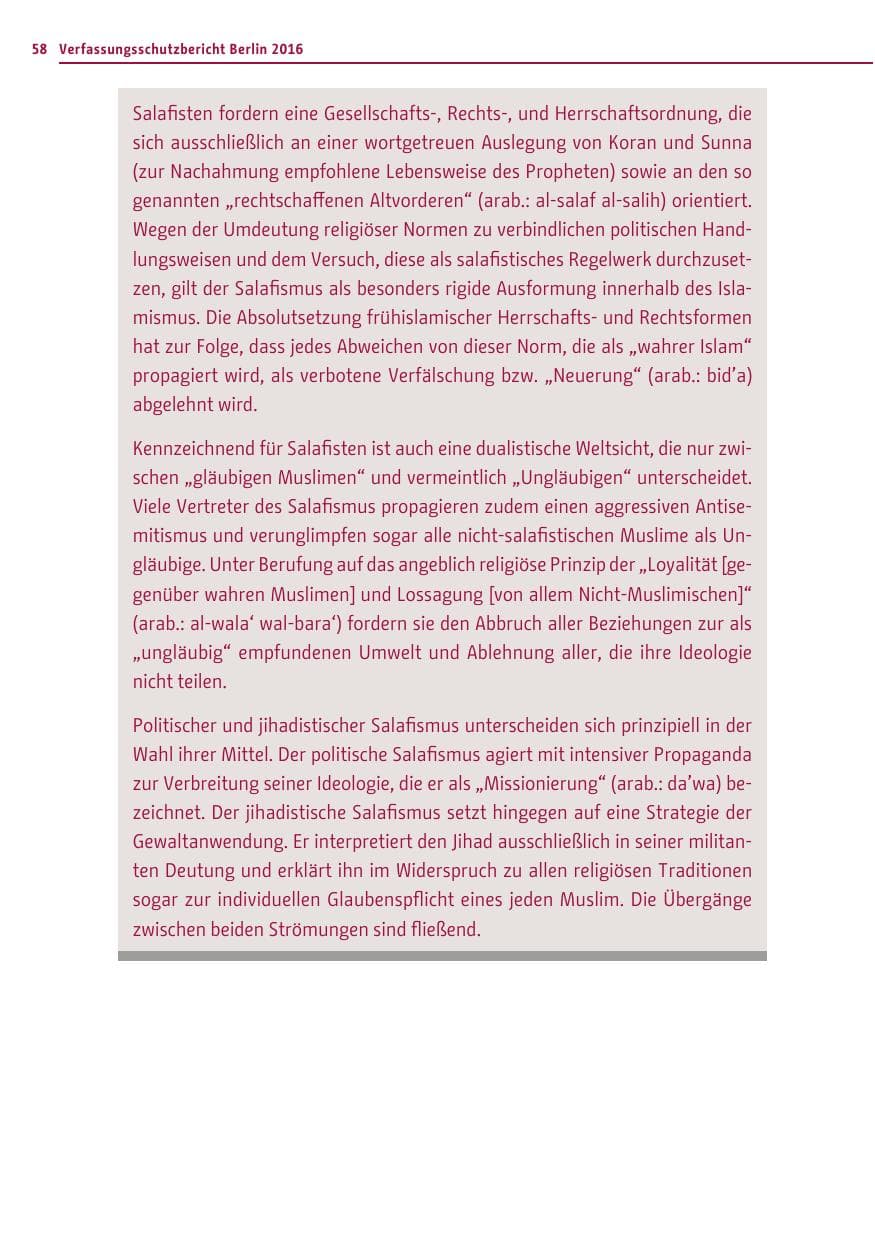 Seite 57 des Verfassungsschutzbericht 2016 Berlin