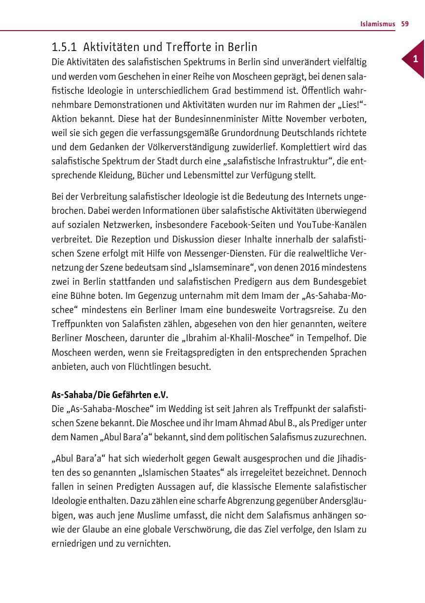 Seite 58 des Verfassungsschutzbericht 2016 Berlin