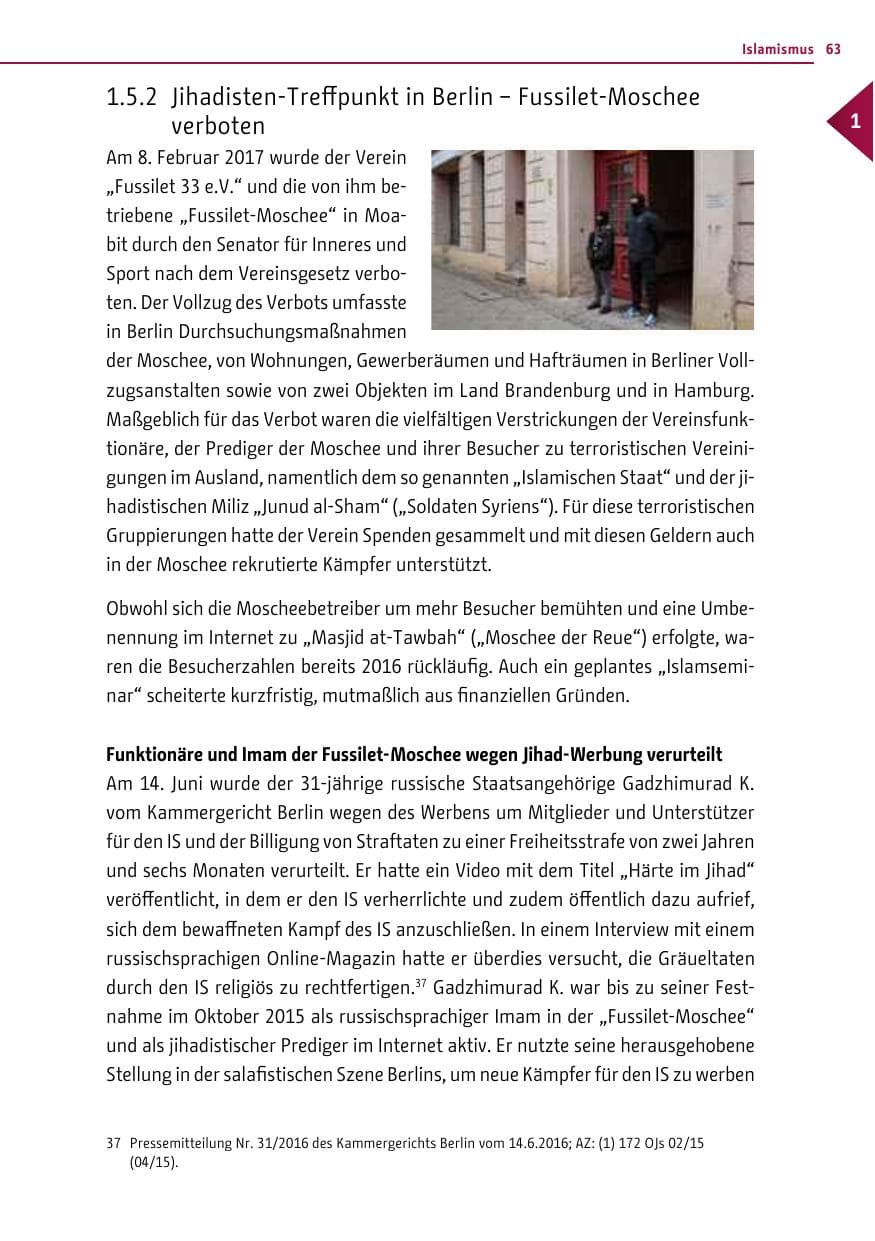 Seite 62 des Verfassungsschutzbericht 2016 Berlin