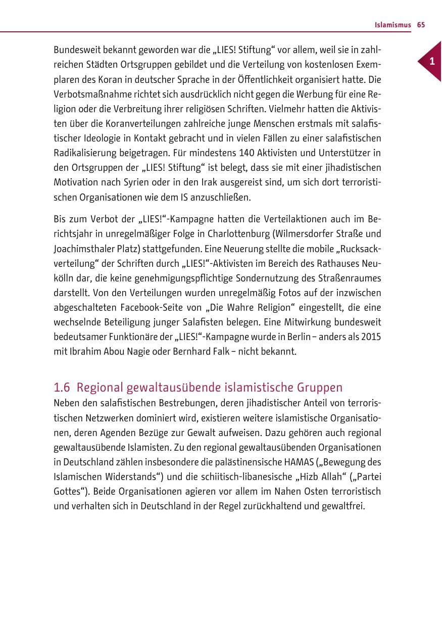 Seite 64 des Verfassungsschutzbericht 2016 Berlin