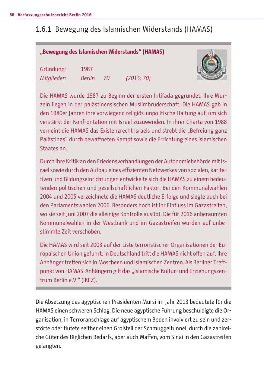 Seite 65 des Verfassungsschutzbericht 2016 Berlin