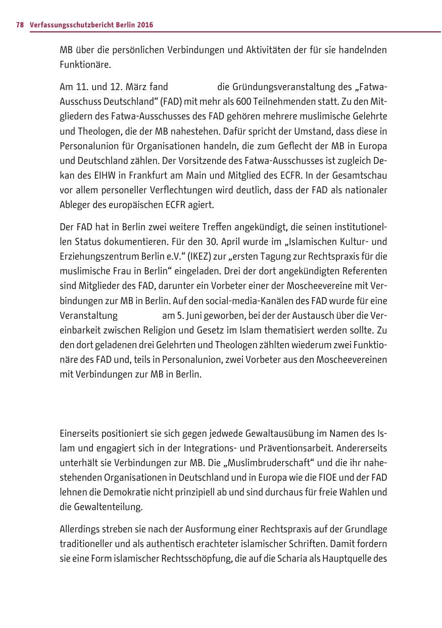 Seite 77 des Verfassungsschutzbericht 2016 Berlin