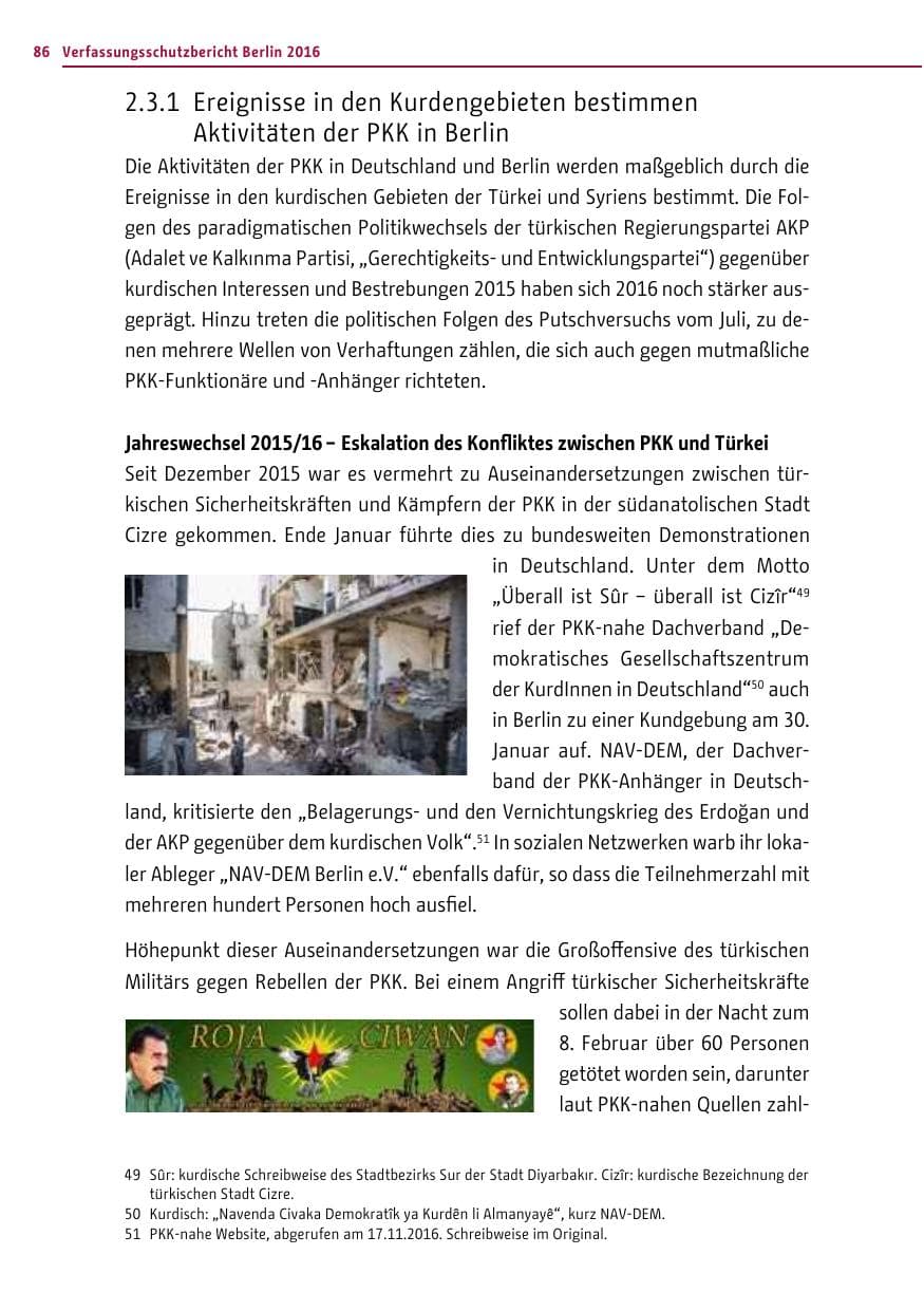 Seite 85 des Verfassungsschutzbericht 2016 Berlin